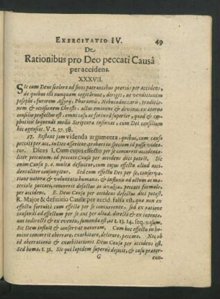 Exercitatio IV. De Rationibus pro Deo peccati Causa per accidens.