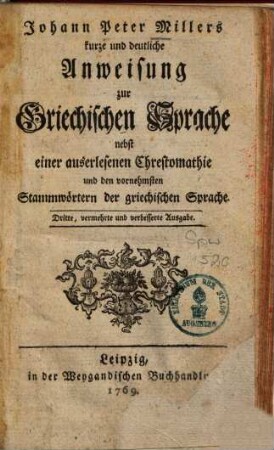 Anweisung zur griechischen Sprache ...