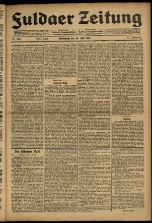 Erste Ausgabe vom Mittwoch, den 16. Juli 1913.