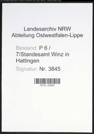 Heiratsregister Standesamt Winz in Hattingen