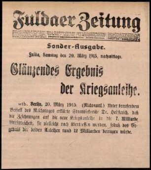 Zweite Ausgabe vom Samstag, den 20. März 1915.