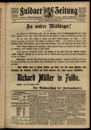 Erste Ausgabe vom Mittwoch, den 23. Januar 1907.