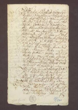 Schuldverschreibung von Martin Burkart von Vimbuch gegen das Kloster Schwarzach