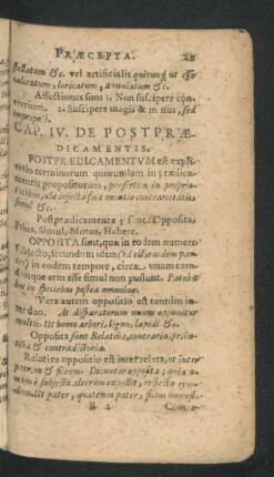 Cap. IV. De Postpraedicamentis.
