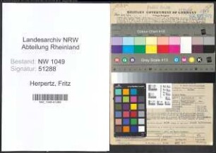 Entnazifizierung Fritz Herpertz , geb. 30.05.1908 (Arzt)