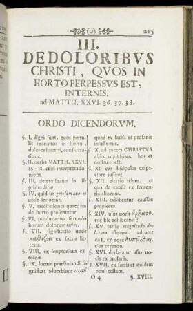 III. De Doloribus Christi, Quos In Horto Perpessus Est, Internis. ad Matth. XXVI, 36.37.38.
