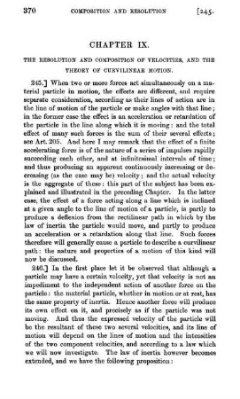 Chapter IX. The resolution and composition of velocities, and the theory of curvilinear motion.
