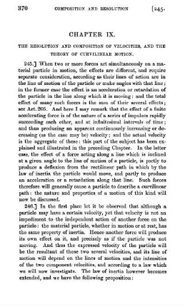 Chapter IX. The resolution and composition of velocities, and the theory of curvilinear motion.