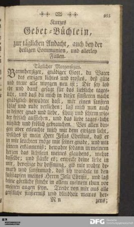 Kurzes Gebet-Büchlein.
