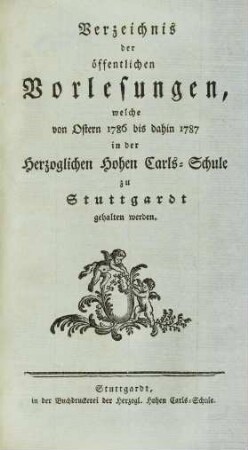 Vorlesungsverzeichnis 1786/87