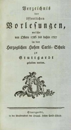 Vorlesungsverzeichnis 1786/87