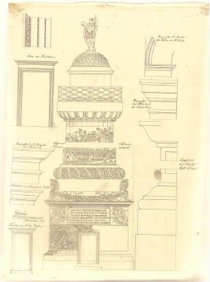 ohne Verfasserangabe; Trajanssäule - Aufriss (Sockel und Abschluss, Mittelteil der Säule ausgespart)