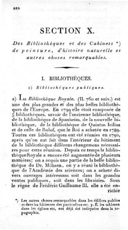 Section X. Des Bibliothèques et des Cabinets de peinture, d'histoire naturelle et autres choses remarquables