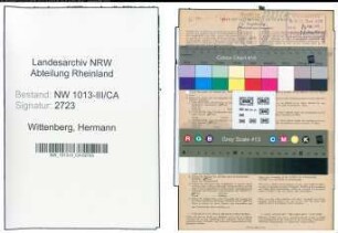 Entnazifizierung Hermann Wittenberg , geb. 26.11.1913 (Kaufmaennische Angestellte)