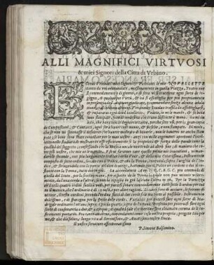 Dedikation an die Herren und Landesgenossen von Urbino von Simone Balsamino, o.O. + Datum