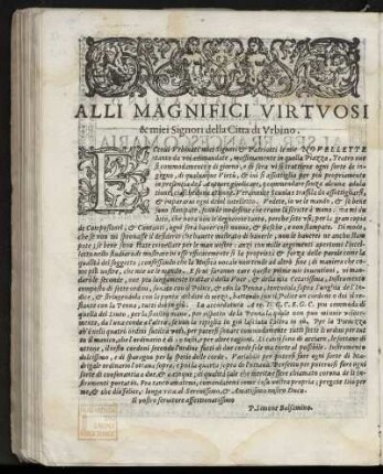Dedikation an die Herren und Landesgenossen von Urbino von Simone Balsamino, o.O. + Datum