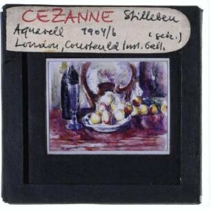 Cézanne, Stillleben mit Äpfeln, Flasche und Stuhllehne