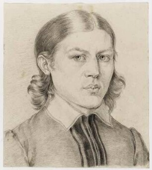 Jugendbildnis Julius Schnorr von Carolsfeld : Jugendbildnis Julius Schnorr von Carolsfeld. Bleistiftzeichnung; 10,9 x 9,7 cm (Blattgröße). 1820 Dresden: SLUB Mscr.Dresd.n,Inv.3,I,Blatt 15 (in Mappe 1, Tafel 1)