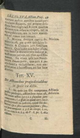 Tit. XV. De Actionibus praeiudicialibus in specie ita dictis