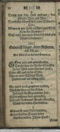 (32.) Geben ist seliger, denn Nehmen. Act. XX, 35