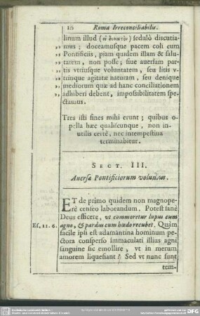 Sect. III. Aversa Pontificiorum voluntas