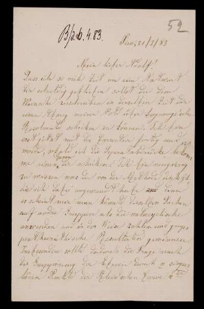 Nr. 27: Brief von Luigi Bianchi an Adolf Hurwitz, Pisa, 21.2.1883