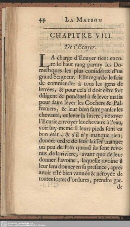 Chap. VIII.. De l'Ecuyer