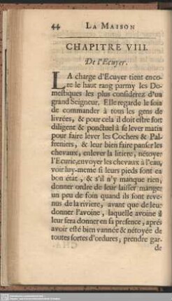 Chap. VIII.. De l'Ecuyer