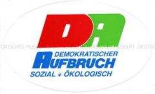 Aufkleber der Bürgerbewegung "Demokratischer Aufbruch" zur Volkskammerwahl 1990