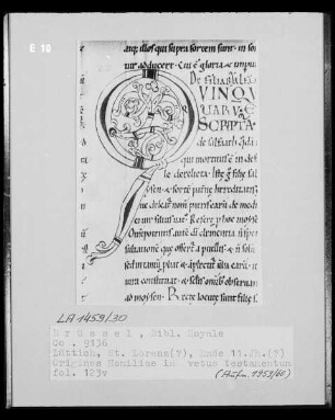 Ms 9136, Origines Homiliae in vetus testamentum, fol. 123v: Initiale