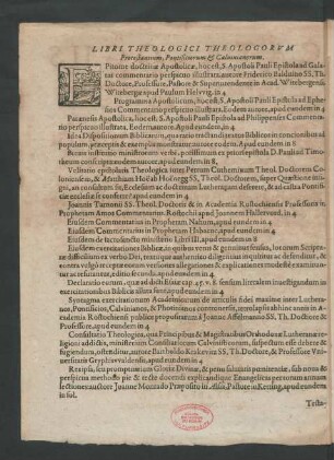 Libri Theologici Theoogorum Protestantium, Pontificiorum & Calvinianorum.
