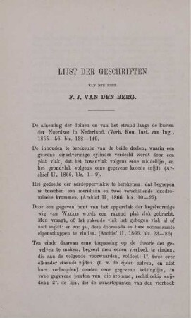 Lijst der geschriften.