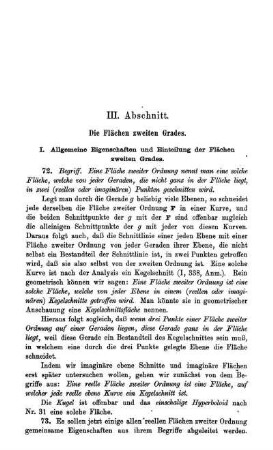 III. Abschnitt. Die Flächen zweiten Grades.