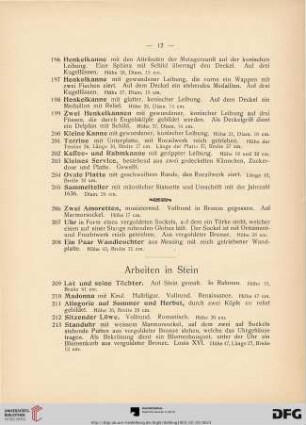 Arbeiten in Stein (Nr. 209-215)