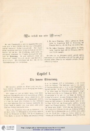 Capitel I: Die innere Steuerung