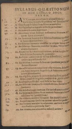 Syllabus Quaestionum In Hoc Libello Decisarum.