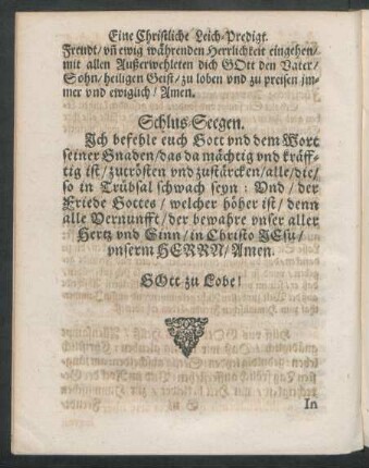 Schlus-Seegen.