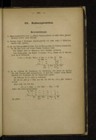 IX. Rechnungstabellen.