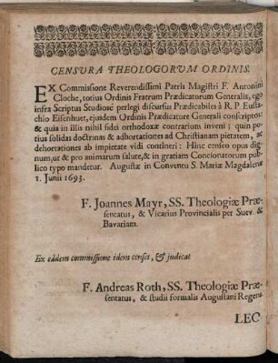Censura Theologorum Ordinis.