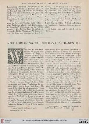 Neue Vorlagenwerke für das Kunsthandwerk