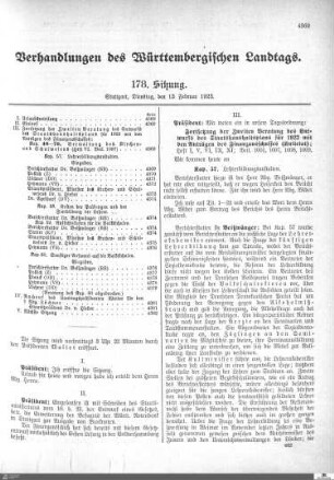 178. Sitzung, Stuttgart, 13.2.1923