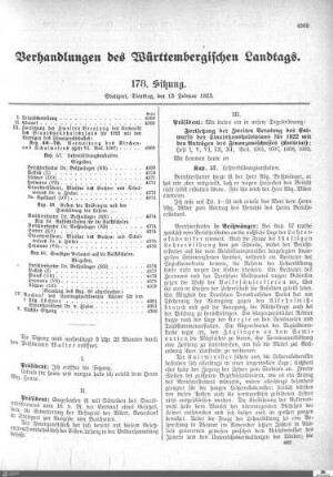 178. Sitzung, Stuttgart, 13.2.1923