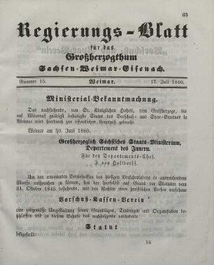 Nr. 15 : 17. Juli 1860