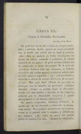 Carta XX. Vargas á Cornelia Bororquia.
