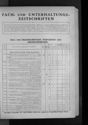 I. Bau - und Ingenieurwesen, Maschinen- und Eisenbahnkunde