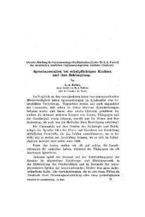 Sprachanomalien bei schulpflichtigen Kindern und ihre Bekämpfung