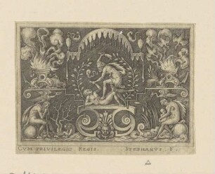 Kain tötet Abel (Delaune, Ornamentstiche in querrechteckigem Format)