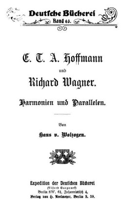 E. T. A. Hoffmann und Richard Wagner : Harmonien und Parallelen