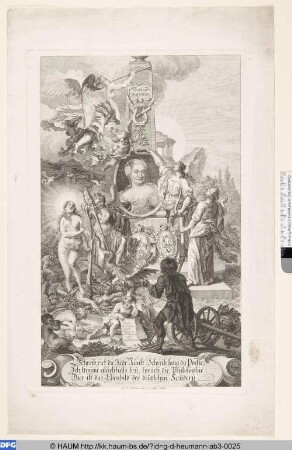Welt-Gebaude nach Huygen, Fontenelle und Leibnizen mit dem Bildnis Christiana Mariana Zieglers