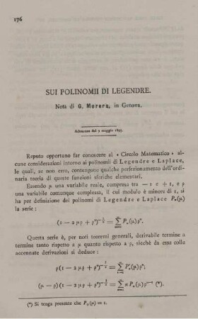 Sui Polinomii di legendre.